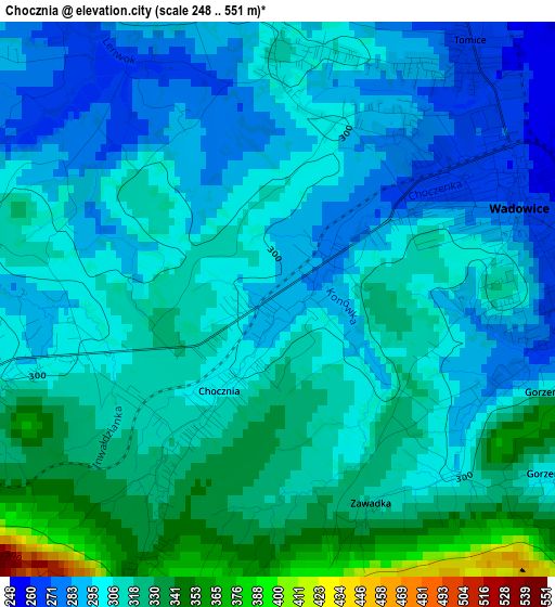 Chocznia elevation map