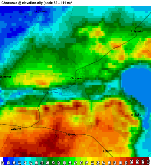 Choczewo elevation map