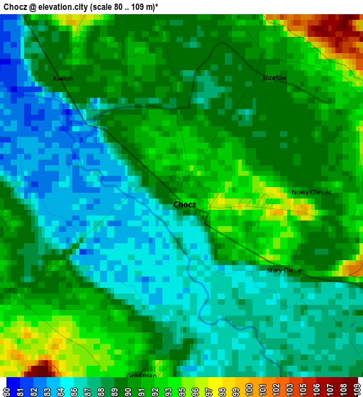 Chocz elevation map