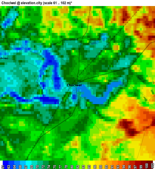 Chociwel elevation map