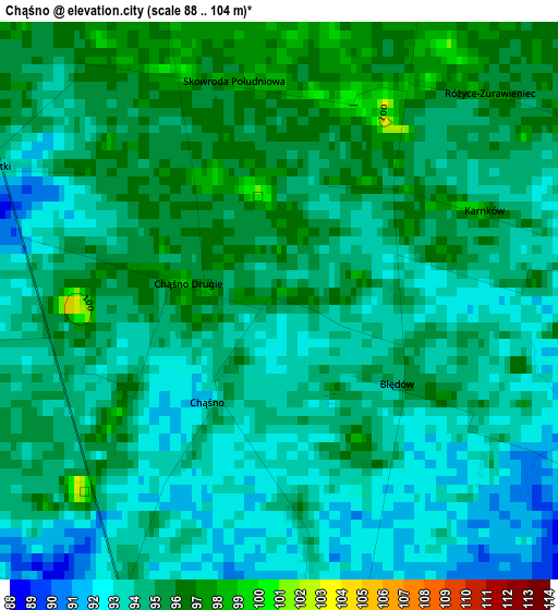 Chąśno elevation map