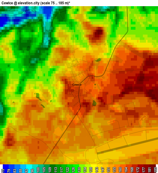 Cewice elevation map