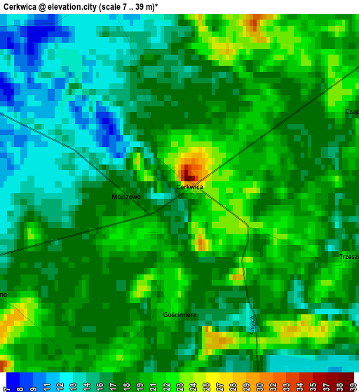 Cerkwica elevation map