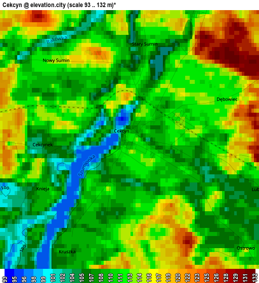 Cekcyn elevation map