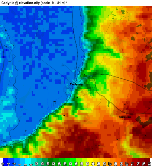 Cedynia elevation map