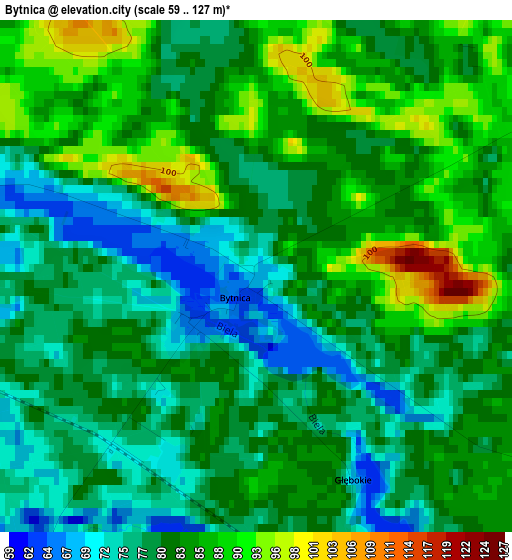 Bytnica elevation map