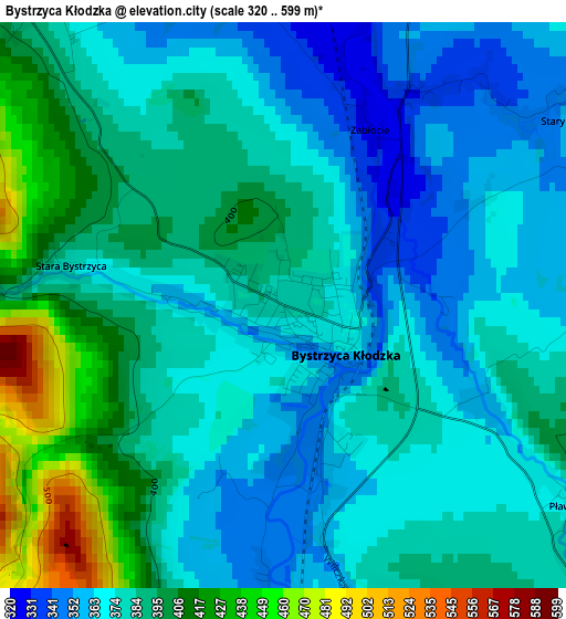 Bystrzyca Kłodzka elevation map