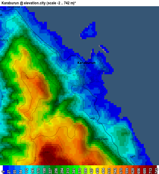 Karaburun elevation map