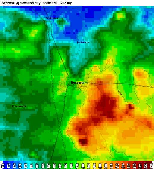 Byczyna elevation map