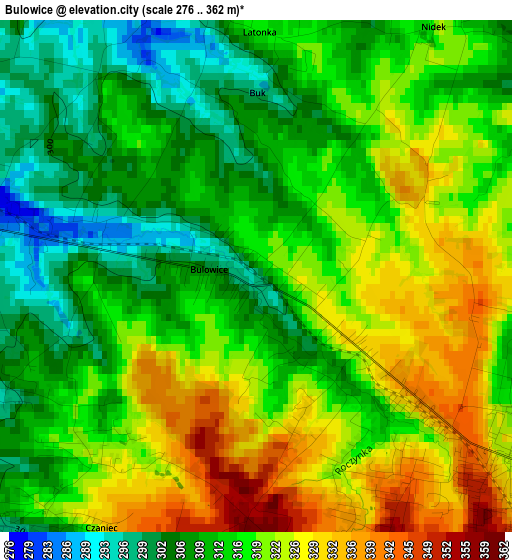 Bulowice elevation map