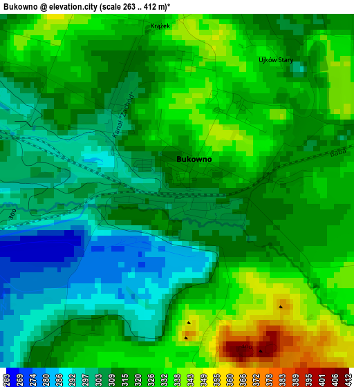 Bukowno elevation map