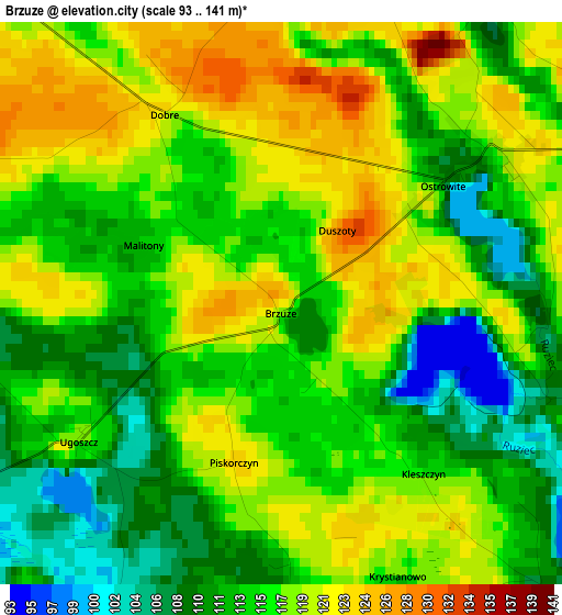 Brzuze elevation map