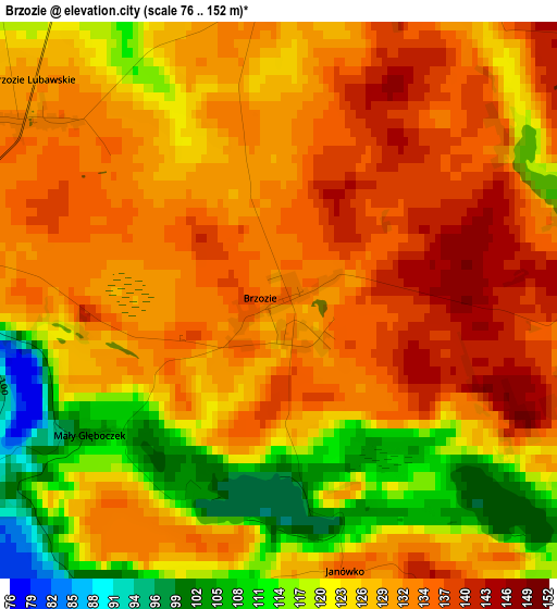 Brzozie elevation map