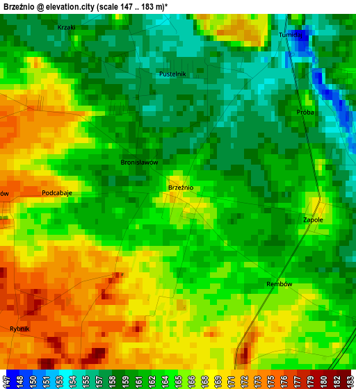 Brzeźnio elevation map