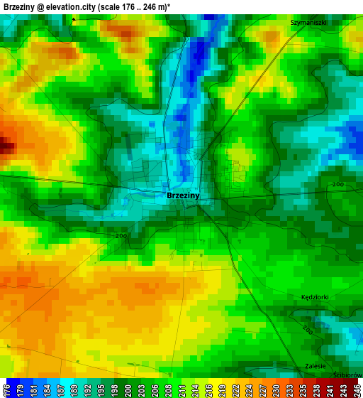 Brzeziny elevation map