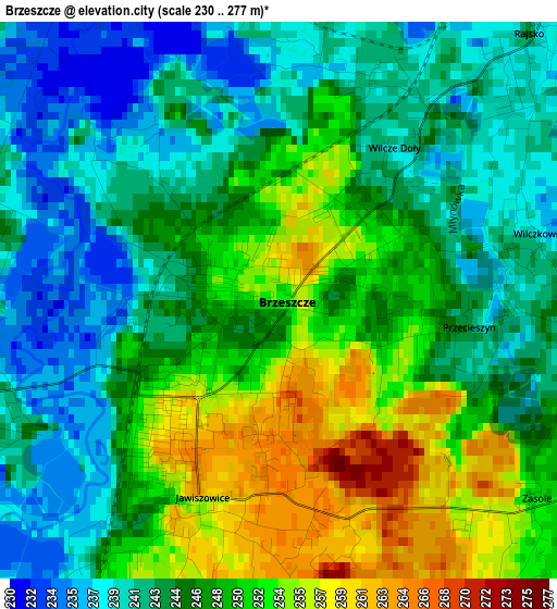 Brzeszcze elevation map