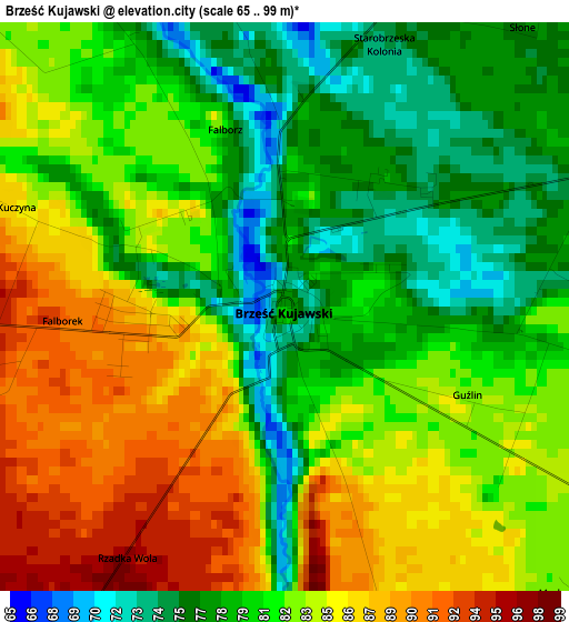 Brześć Kujawski elevation map