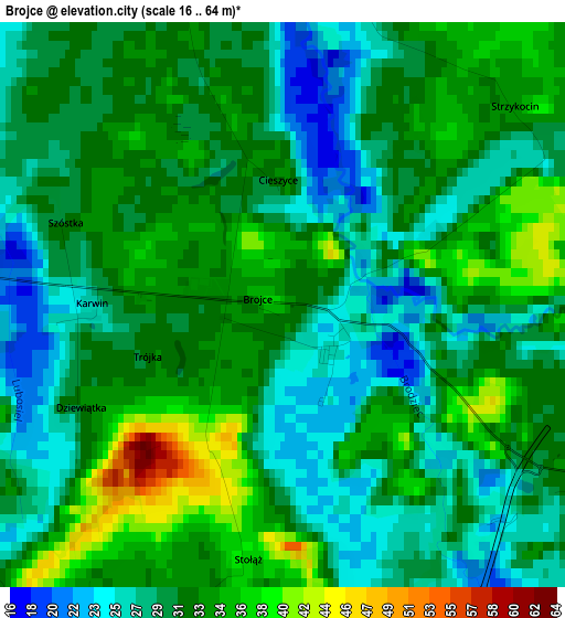 Brojce elevation map