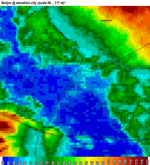 Brójce elevation map