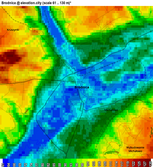 Brodnica elevation map