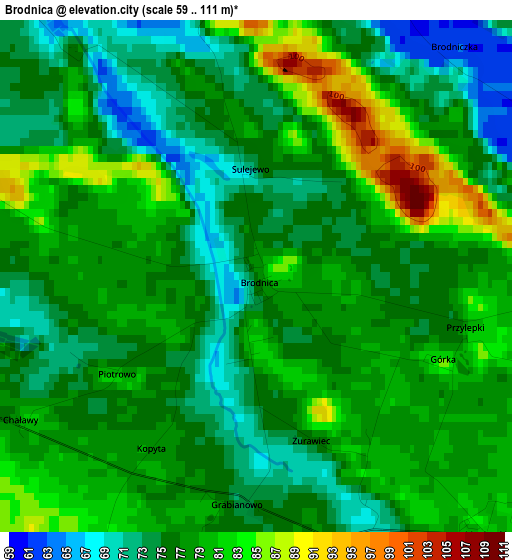 Brodnica elevation map