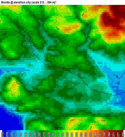 Brodła elevation map