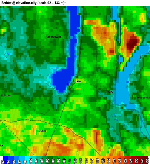 Brdów elevation map