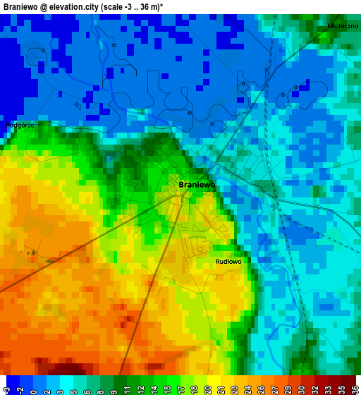 Braniewo elevation map