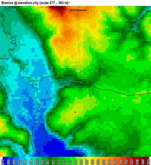 Branice elevation map