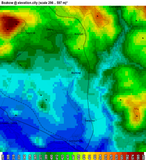 Bozkow elevation map