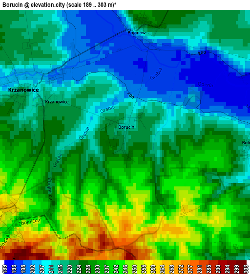 Borucin elevation map