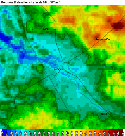 Boronów elevation map