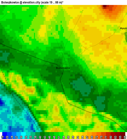 Boleszkowice elevation map