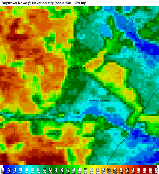 Bojszowy Nowe elevation map