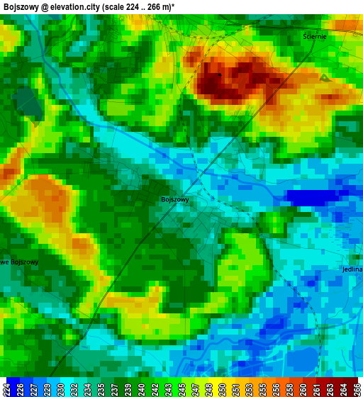 Bojszowy elevation map