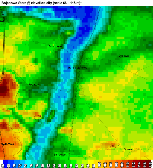 Bojanowo Stare elevation map