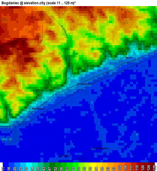 Bogdaniec elevation map