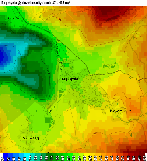 Bogatynia elevation map