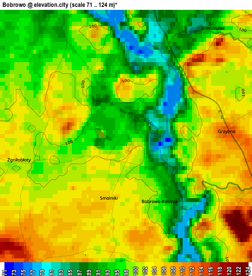 Bobrowo elevation map