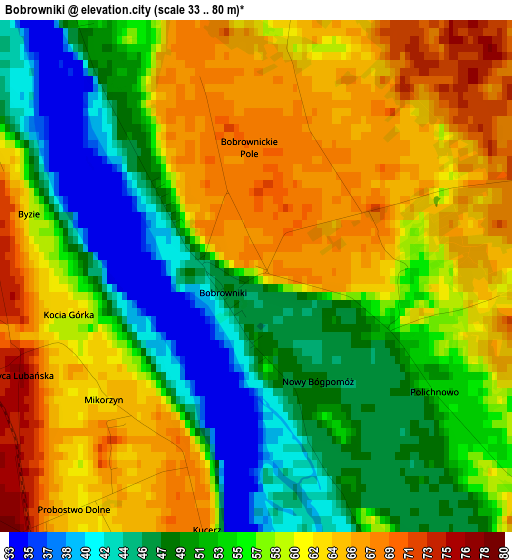 Bobrowniki elevation map