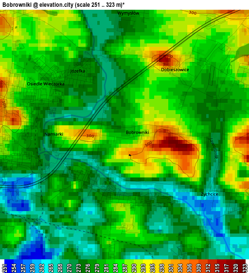 Bobrowniki elevation map