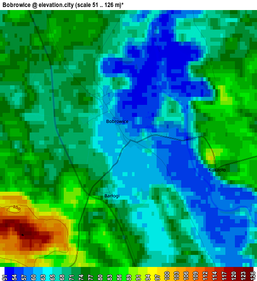 Bobrowice elevation map