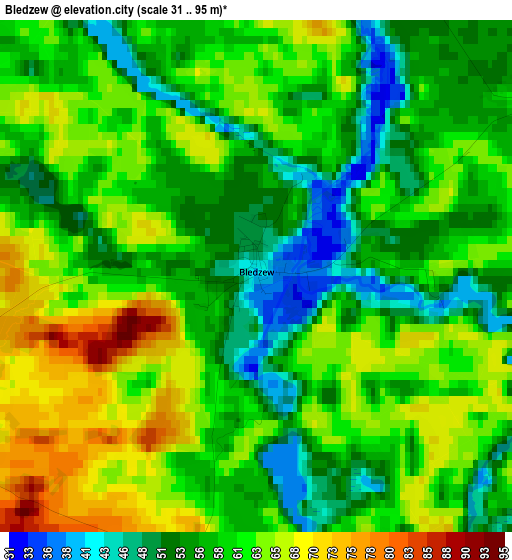 Bledzew elevation map