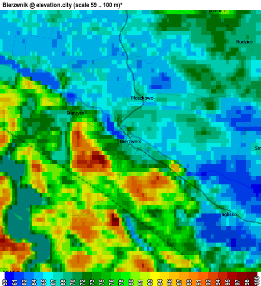 Bierzwnik elevation map