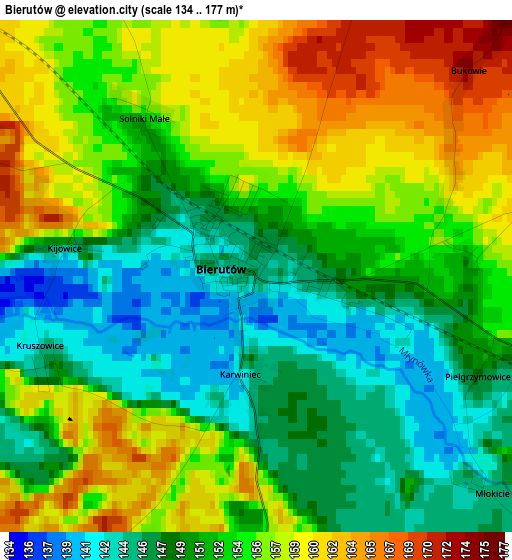 Bierutów elevation map