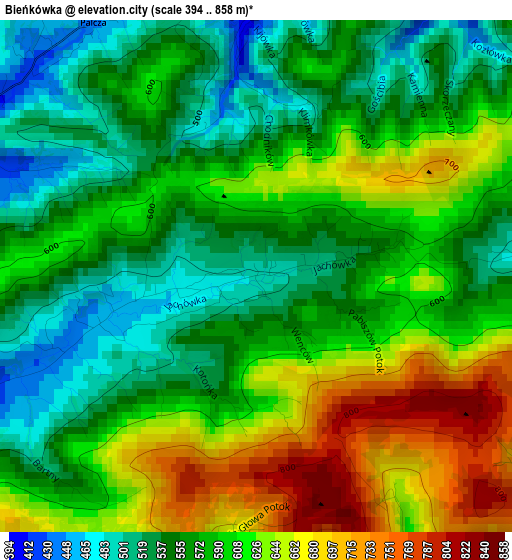 Bieńkówka elevation map