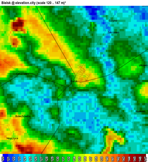 Bielsk elevation map