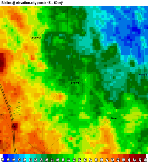 Bielice elevation map