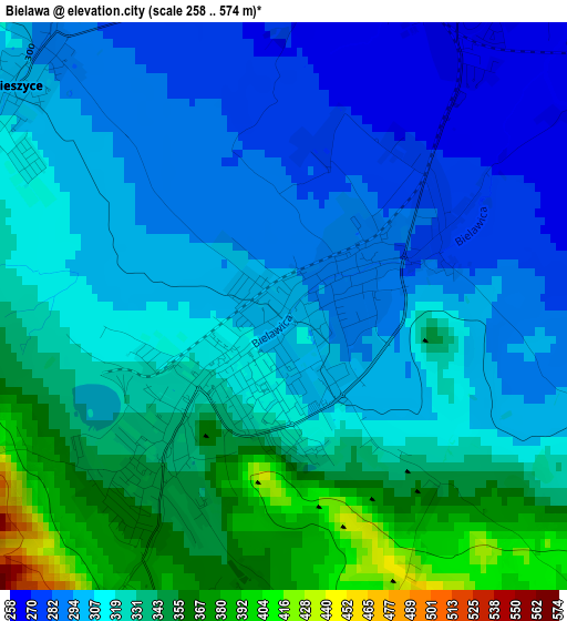 Bielawa elevation map