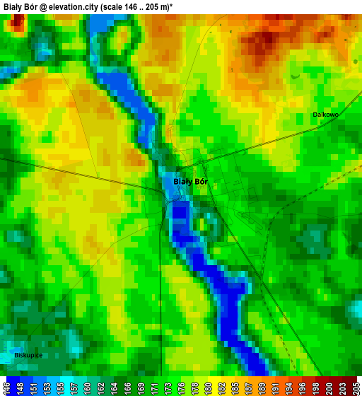 Biały Bór elevation map